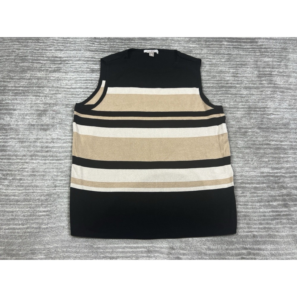Roz &‎ Ali Sweater Vest Womens XL Multicolor Striped SLeeveless Rayon Blend